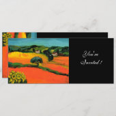 Invitation PAYSAGE DE TOSCANE, bleu vert jaune orange (Devant / Derrière)