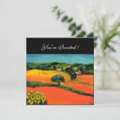 Invitation PAYSAGE DE TOSCANE, bleu vert jaune orange (Debout devant)
