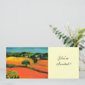 Invitation PAYSAGE DE TOSCANE, bleu vert jaune orange (Debout devant)