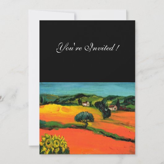 Invitation PAYSAGE DE TOSCANE, bleu vert jaune orange (Devant)