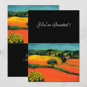Invitation PAYSAGE DE TOSCANE, bleu vert jaune orange (Devant / Derrière)