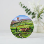 INVITATION PAYSAGE DE TOSCANE. COLLINES VERTES AVEC PAPILLON (Debout devant)