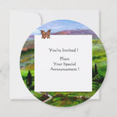 INVITATION PAYSAGE DE TOSCANE. COLLINES VERTES AVEC PAPILLON (Dos)