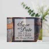 Invitation Paysage de vigne et mariage rustique de tonneau de (Debout devant)