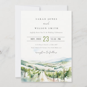 Invitation Paysage de vignoble à l'aquarelle pastel doux Mari