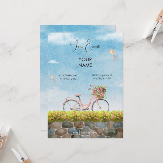 Invitation Paysage des vélos Blue Sky (Devant/Arrière en situation)