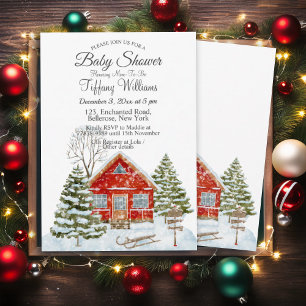 Invitation Paysage d'hiver Baby shower de la Maison Rouge