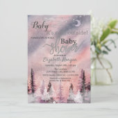 Invitation Paysage d'hiver Baby shower forestier de Greenpine (Debout devant)