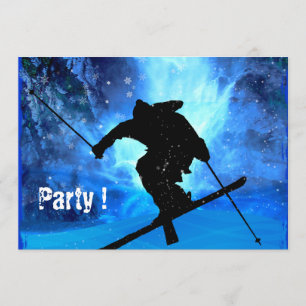 Invitation Paysage d'hiver et ski acrobatique