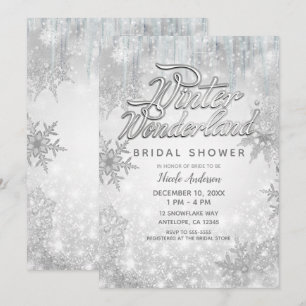 Invitation Paysage d'hiver flocons de neige blancs Fête éléga