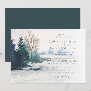 Invitation Paysage d'hiver Mariage Arbre Pin