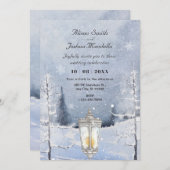Invitation Paysage d'hiver mariage de forêt enneigée (Devant / Derrière)