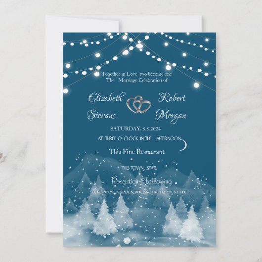 Invitation Paysage d'hiver Mariage de neige (Devant)