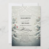 Invitation Paysage d'hiver Pine Tree Snow Script (Devant)