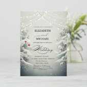 Invitation Paysage d'hiver Pine Tree Snow Script (Debout devant)