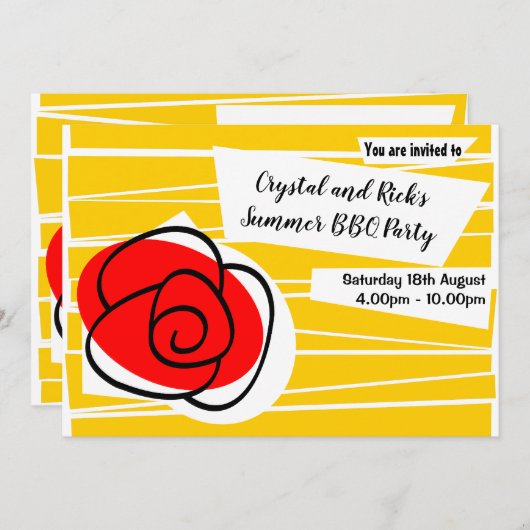 Invitation Paysage d'invitation Rose espagnole (Devant / Derrière)