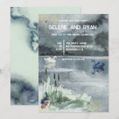 Invitation Paysage du lac avec Mariage cygne (Devant / Derrière)