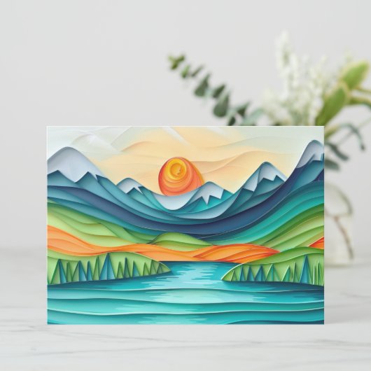 Invitation Paysage du lac Sunset Mountain Imprimer ou numériq (Debout devant)