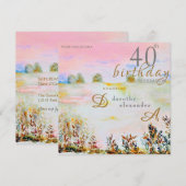 Invitation Paysage floral de prairie moderne Anniversaire (Devant / Derrière)