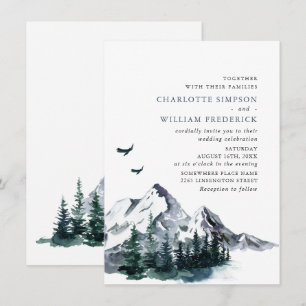 Invitation Paysage forestier de montagnes élégantes pour mari