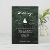 Invitation Paysage forestier rustique mariage pin bois (Debout devant)