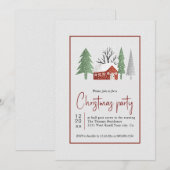 Invitation Paysage hivernal avec arbres et fête de Noël (Devant / Derrière)