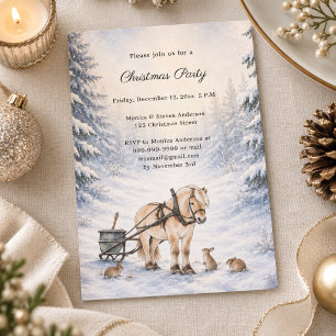 Invitation Paysage hivernal Forêt enneigée Fête de Noël