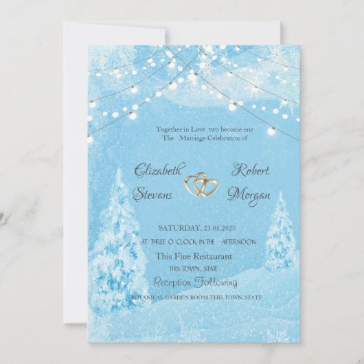Invitation Paysage hivernal, mariage au pin (Devant)