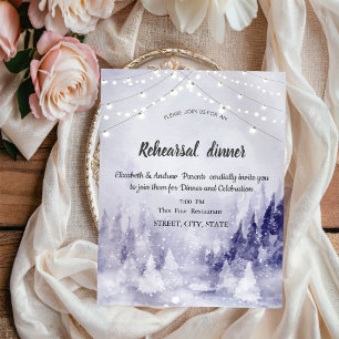 Invitation Paysage hivernal violet Dîner de répétition sous l