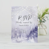 Invitation Paysage hivernal violet neige RSVP (Debout devant)