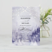 Invitation Paysage hivernal violet neige script (Debout devant)