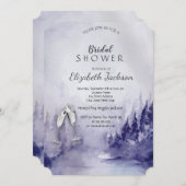 Invitation Paysage hivernal violet Verre à vin Shower de mari (Devant / Derrière)