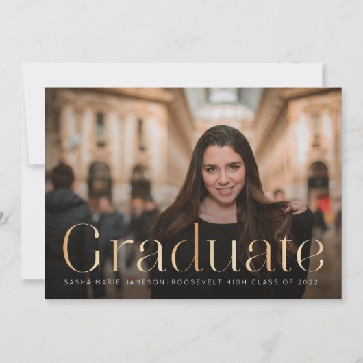 Invitation Paysage minimal des diplômés Photo Faux Gold (Devant)