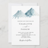 Invitation Paysage montagnard mariage nature bleue (Devant)