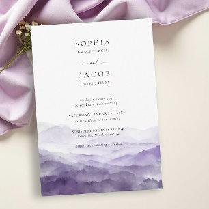 Invitation Paysage Montagneux Crête Violette Mariage Romantiq