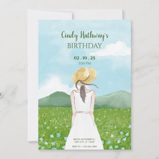 Invitation Paysage naturel beau printemps fille anniversaire (Devant)
