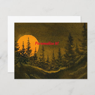 Invitation Paysage nocturne; chasse ou moisson lune
