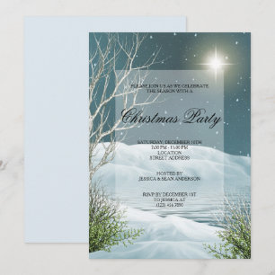 Invitation Paysage nocturne enneigé Fête de Noël
