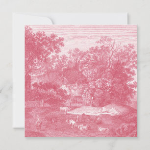 Invitation Paysage pastoral rose de Toile de Jouy Shabby