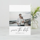 Invitation Paysage photo moderne chic Sauvez la date Blanc (Debout devant)
