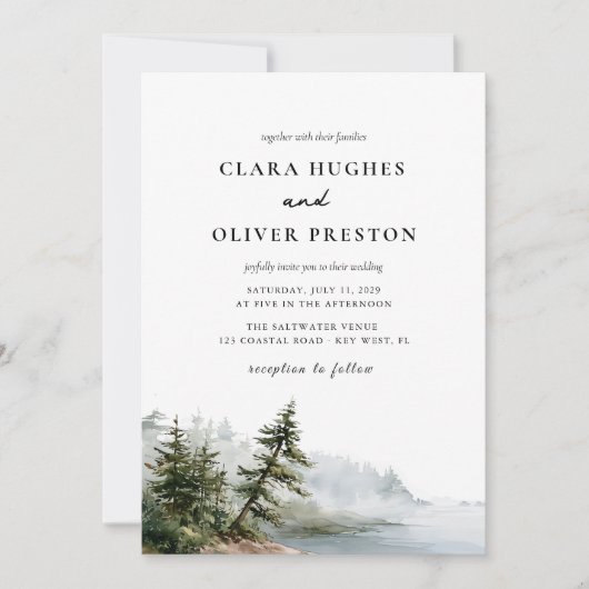 Invitation Paysage romantique de pins de la côte de l'Oregon (Devant)