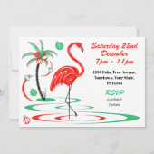 Invitation Paysage rouge de fête de Noël de Flamant rose de (Dos)