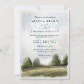 Invitation Paysage rural à l'aquarelle Mariage Code QR (Devant)