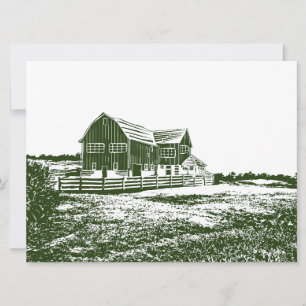 Invitation Paysage rural maison de ferme de style coupe