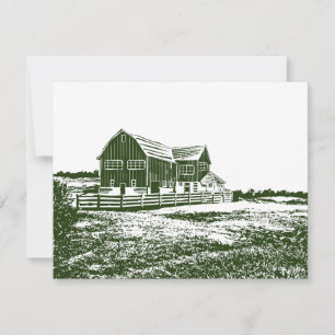 Invitation Paysage rural maison de ferme de style coupe