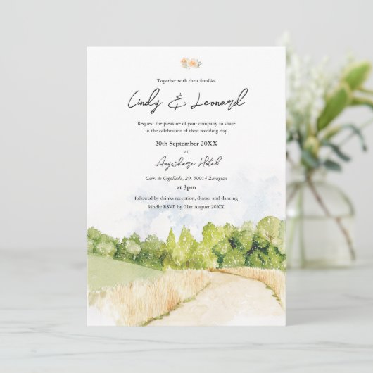 Invitation Paysage rustique aquarelle (Debout devant)