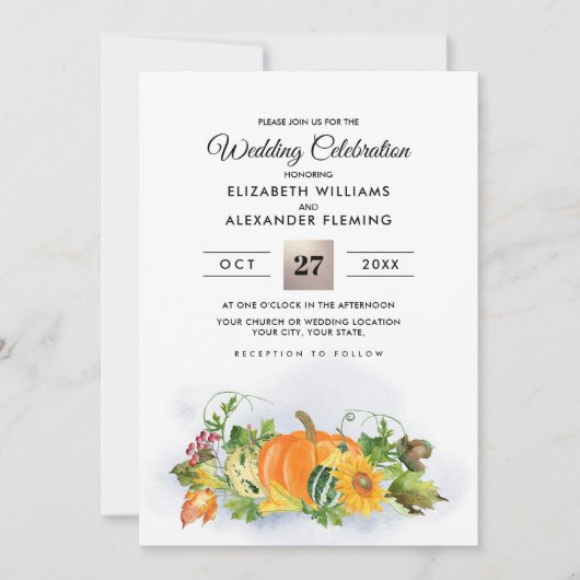 Invitation Paysage rustique Automne | Mariage de récolte d'au (Devant)