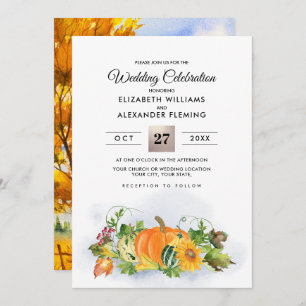 Invitation Paysage rustique Automne   Mariage de récolte d'au