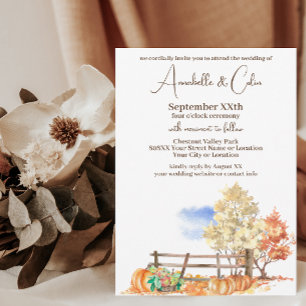 Invitation Paysage rustique d'automne Arbres et Citrouilles
