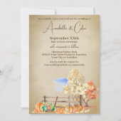 Invitation Paysage rustique d'automne Arbres et parchemin Cit (Devant)